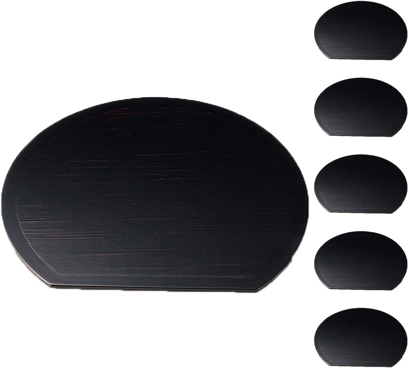 Place Mats Made in Japan NUNOME SYAKU3HANGETU semicircular　Black　 Set of 6 Pcs Placemats Japanese Style Table Mats for Dining Room and Kitchen
