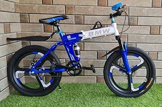 Sunspeed 20-Inch Kids' Folding Mountain Bicycle – Stylish Single-Speed Bike with Carbon Steel Frame, Alloy Wheels & Mudguards | Durable Ride for Boys & Girls Aged 7–12 | Easy to Fold & Carry | Blue
