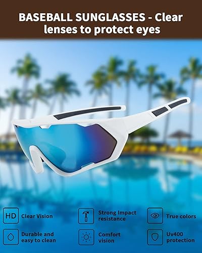 Miniatura 5 de JIEGO VISION Gafas de sol deportivas de béisbol para hombres, gafas de ciclismo adecuadas para escalada, correr, conducir, protección UV 400