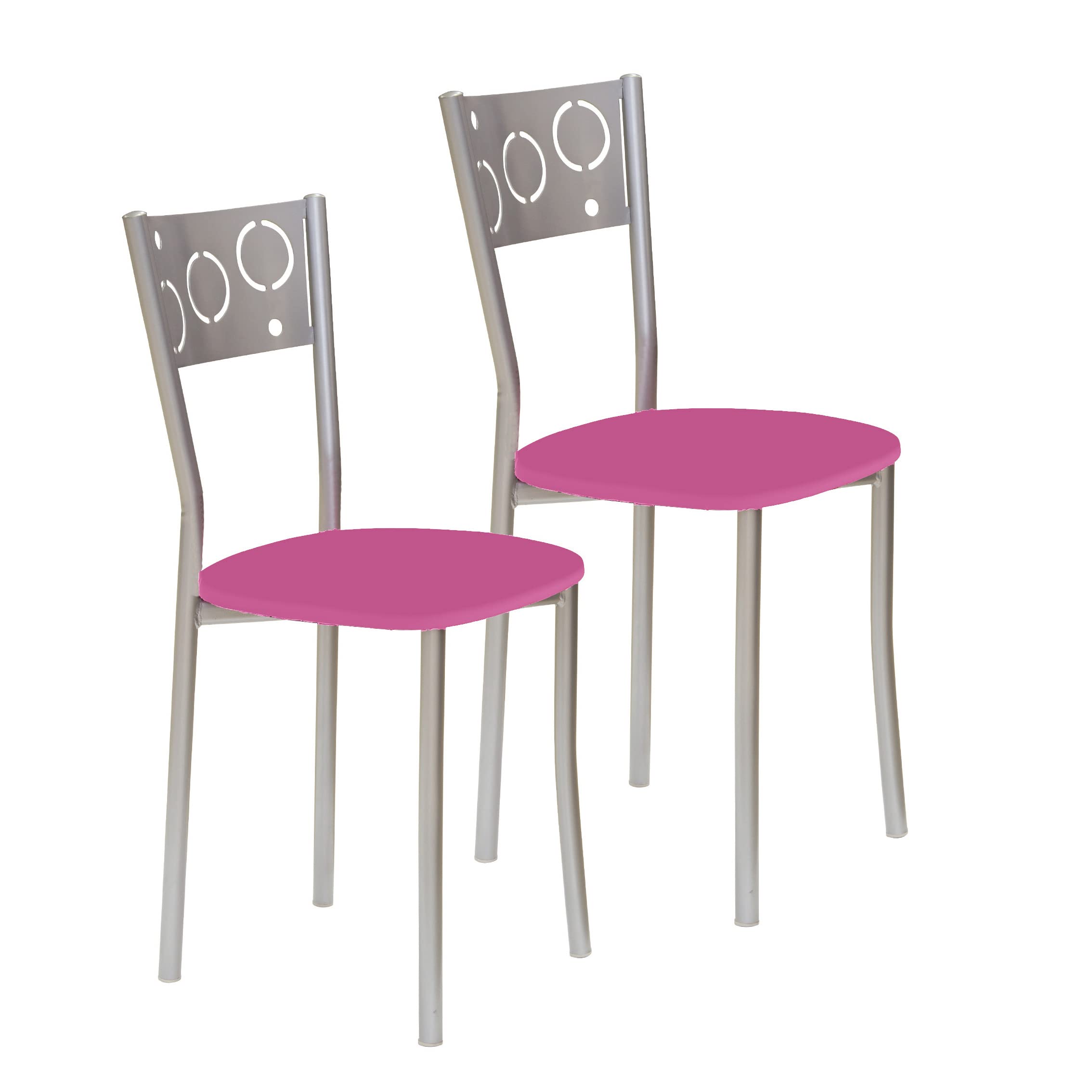 ASTIMESA SCPRRS Due sedie da Cucina, Metallo Similpelle Alluminio, Rosa, Altura de asiento 45 CMS