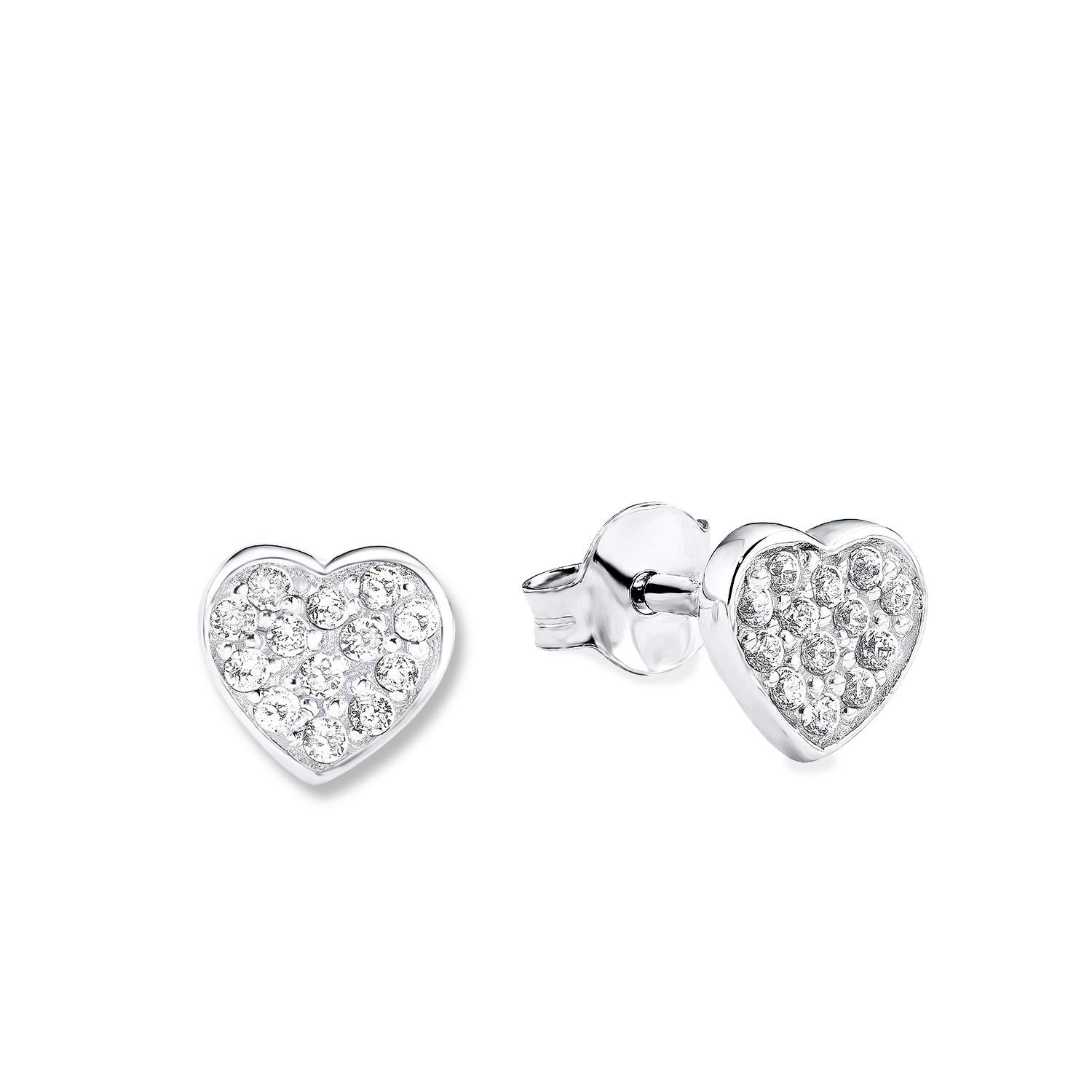 s.OliverStud earrings Ear jewelry, with Zirconia synth., 6 cm, Silver, Heart, Comes in jewelry gift box, 9101870