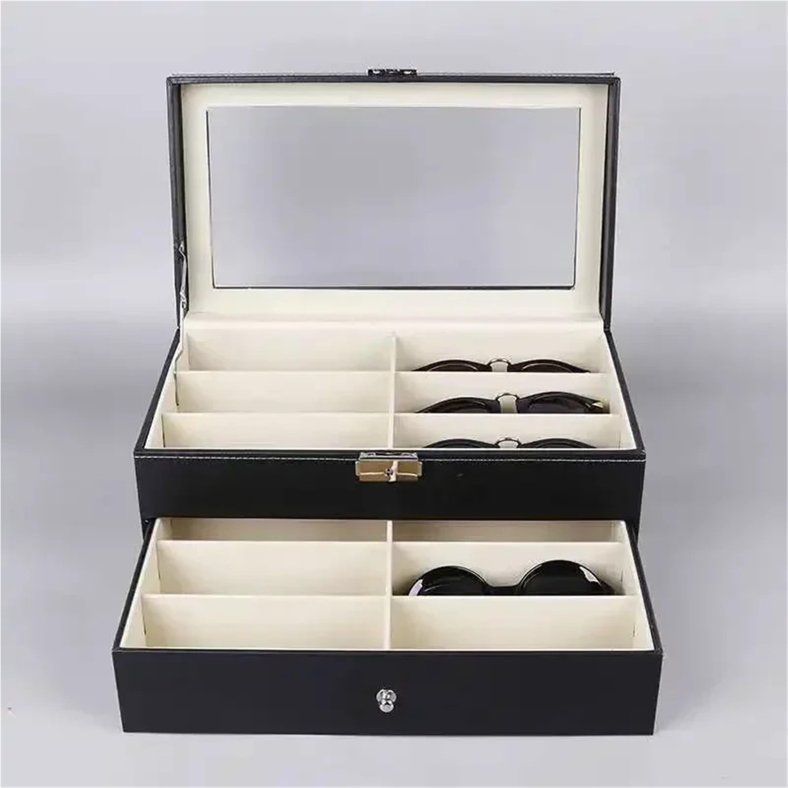 Gablota na okulary， 1 szt. Etui na okulary kolekcjonerskie ze sztucznej skóry, pudełko do przechowywania okularów(33.5 * 24.5 * 8.5cm)