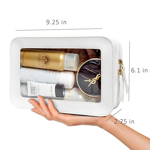 Miniatura 2 de LETGO Bolsas de Maquillaje Transparentes - Bolsas de Aseo Aprobadas por la TSA con Cierre, Bolsa de Aseo Transparente, O-beige, Viajes