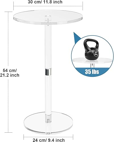 Miniatura 10 de Mesa auxiliar de acrílico, mesas auxiliares transparentes para espacios pequeños, mesa redonda de 9.8 pulgadas para sala de estar, dormitorio, baño,