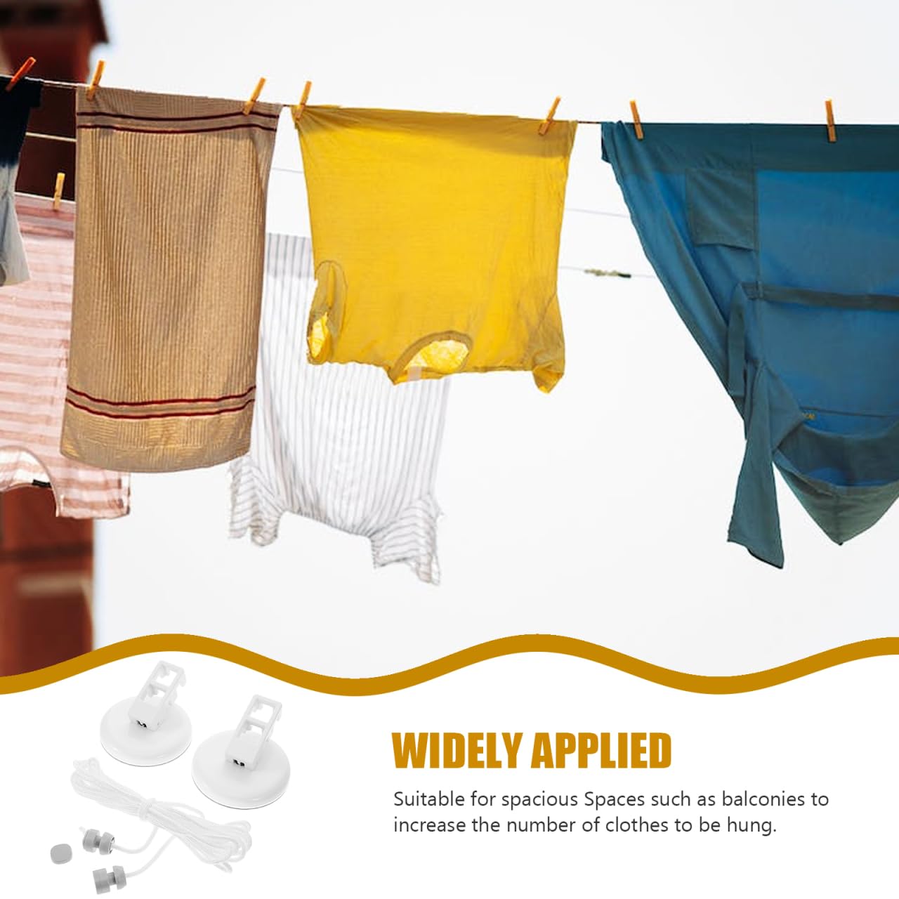 Garneck 5m Portable Clothesline Set with Suction Cups: Retractable PVC Clothes Line Easy-to-Hang for Travel Outdoor Laundry Rope for Camping Indoor Hotels Rvs