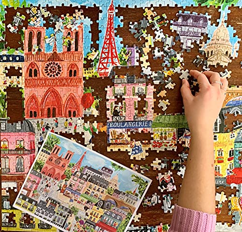 Image of eeBoo Paris in a Day Rectangular for Adults. Rediscover Paris Through 1000 Pieces-Puzzle Dimension 61 x 46 cm, PZTPD2