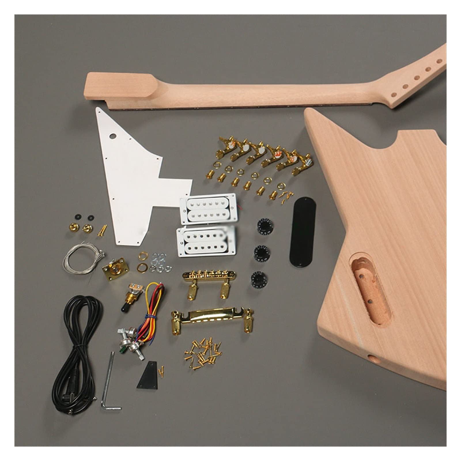 6-strunowa Niedokończona Gitara Elektryczna DIY Ze Złotym Osprzętem Mahoniowy Korpus I Gryf Z Palisandru Profesjonalny zestaw do gitary elektrycznej