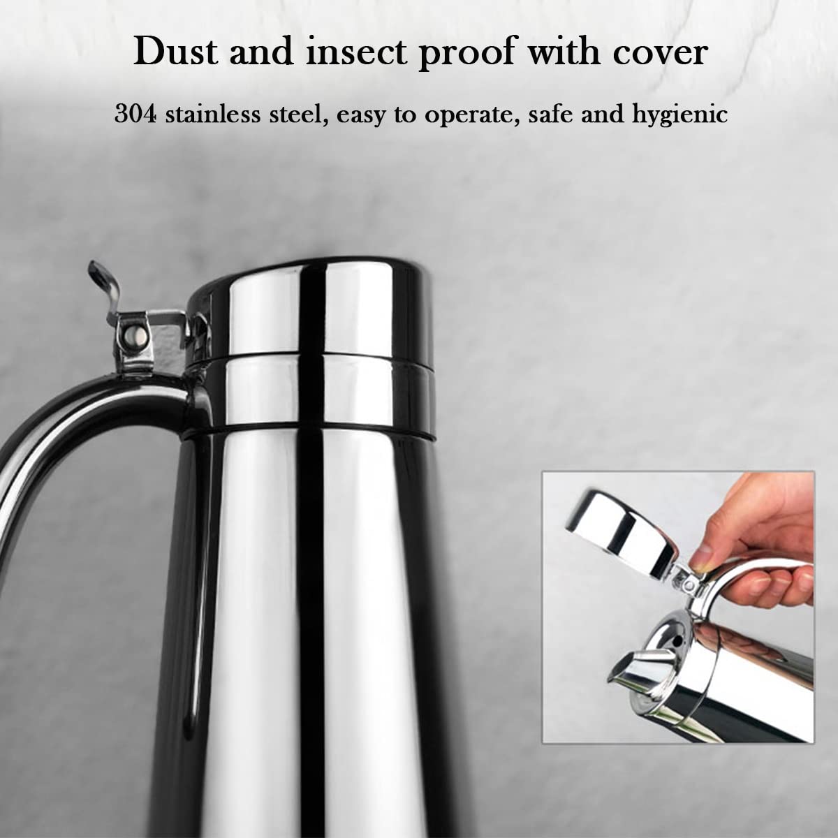 Dispenser per olio e aceto, in acciaio inox, con beccuccio antigoccia e tappo antipolvere, per insalata e cucina, 550 ml