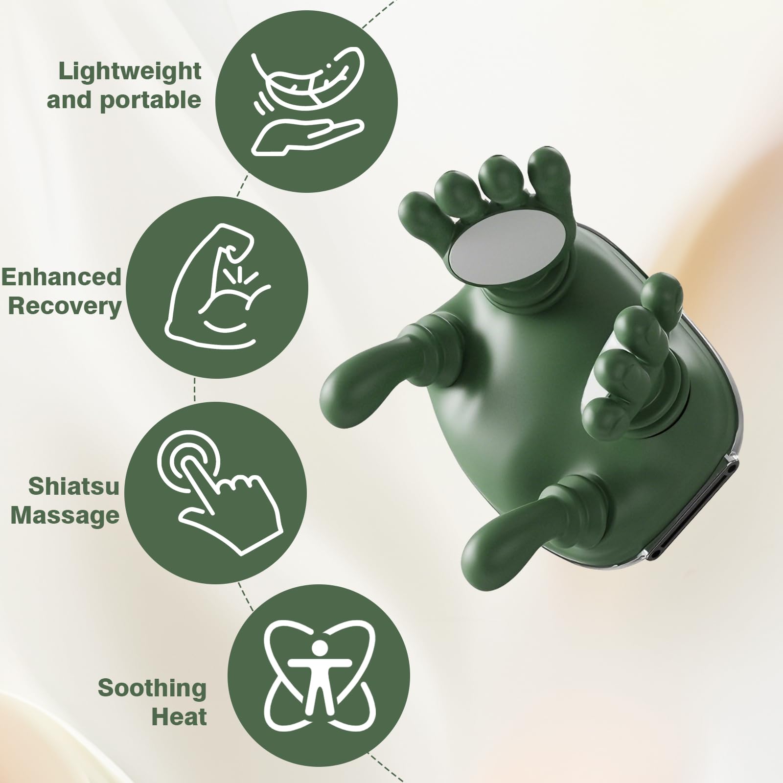 Masajeador Cervical y Espalda 4D a Mano Biónica, Masajeador Cuello Eléctrico, Masajeador de Cuello Inalámbrico 4D con 3 Niveles de Intensidad y 2 Niveles de Calor para Relajar Los Músculos (verde) — view 6