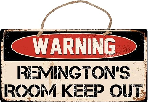A811 Remingtons Room Keep Out - Señal de advertencia de vinilo de 3.9 x 7.9 in, diseño retro