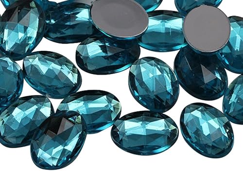 Miniatura 9 de Allstarco - Topacio dorado de 0.709 x 0.512 in, parte trasera plana, diamantes de imitación acrílicos ovalados de plástico, gemas para disfraz,