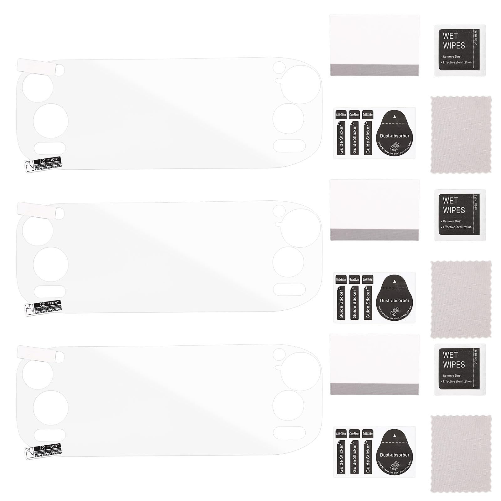 3 Sets Screen Protector for Handheld Game Console, PET Transparent Screen Protector Cover Accessories Includes Cleaning Cloth Scrapers Dust-Free Stickers & Alcohol Packets for AYN Odin 2 Portal
