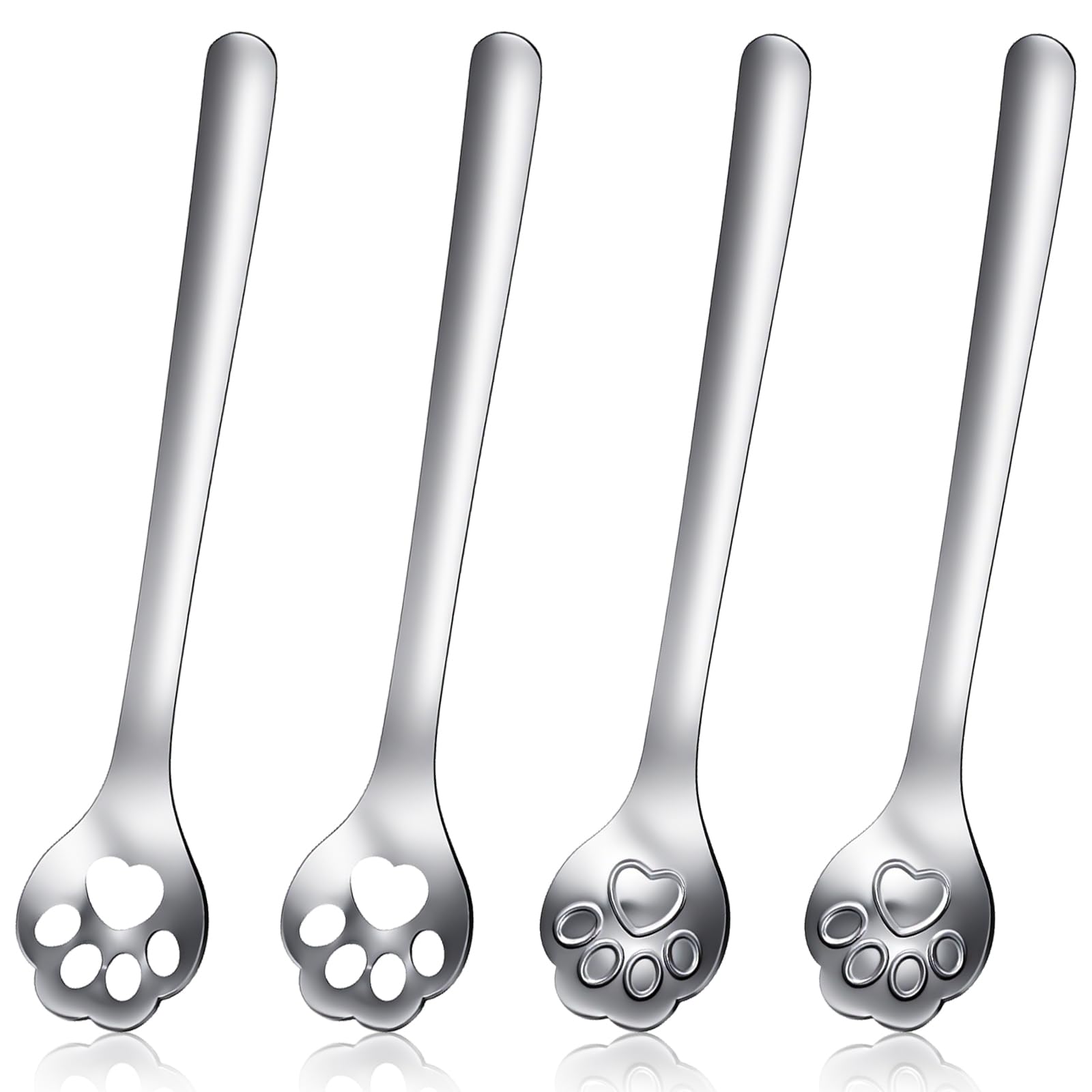 4 Stück Edelstahl Honiglöffel,Ymapinc Kaffee Löffel Rührlöffel Katzen Katze Gewürzlöffel Marmeladenlöffel für Nachmittagstees Kaffee Honig Marmelade Gewürze Küchenutensilien (15 cm)