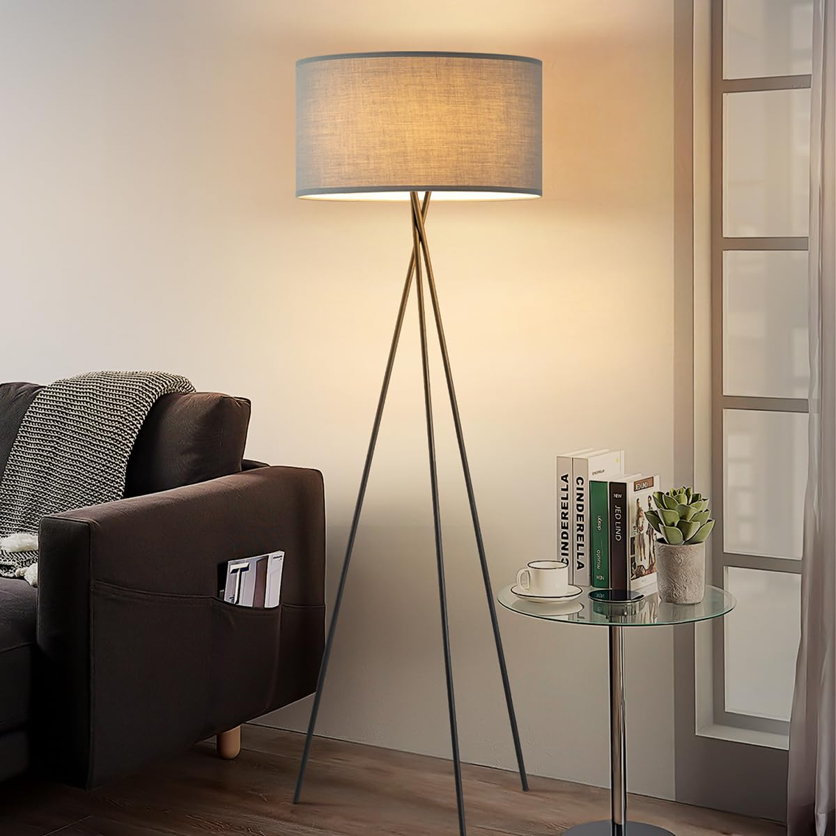 Home Sweet Home Paralume in tessuto - D.50 x H.25 cm - Grigio chiaro - E27 - per piantana & lampadario