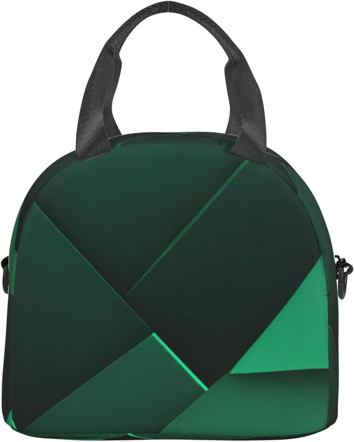 black and gold geometric Print Reusable Lunch Bag Insulated Lunch Boxes for Office Work Picnic Tote Bag Adjustable