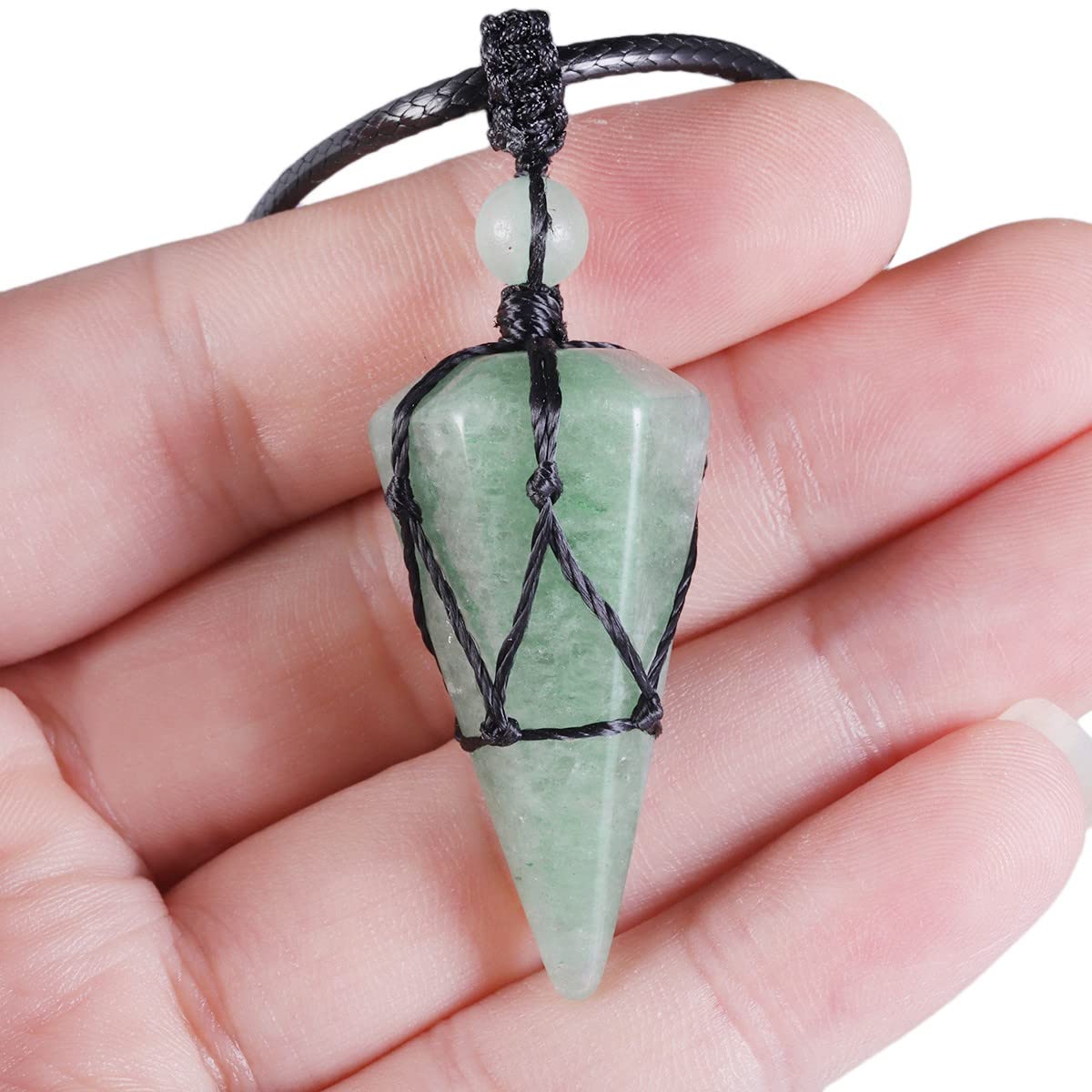 KYEYGWO Hexagonal Crystal Pendant with Adjustable Leather Cord - Image 2