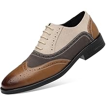 Mens Formal Suede Wingtip Oxford - Lace Up Dress Shoes for Meetings Casual Outings