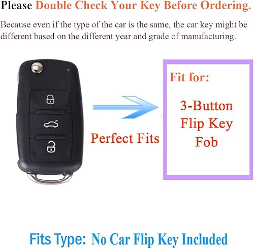 Miniatura 2 de SANRILY 1 protector de llave para Volkswagen Jetta Passat Golf Beetle GTI Tiguan EOS sin llave, funda de metal de cuero con llavero azul