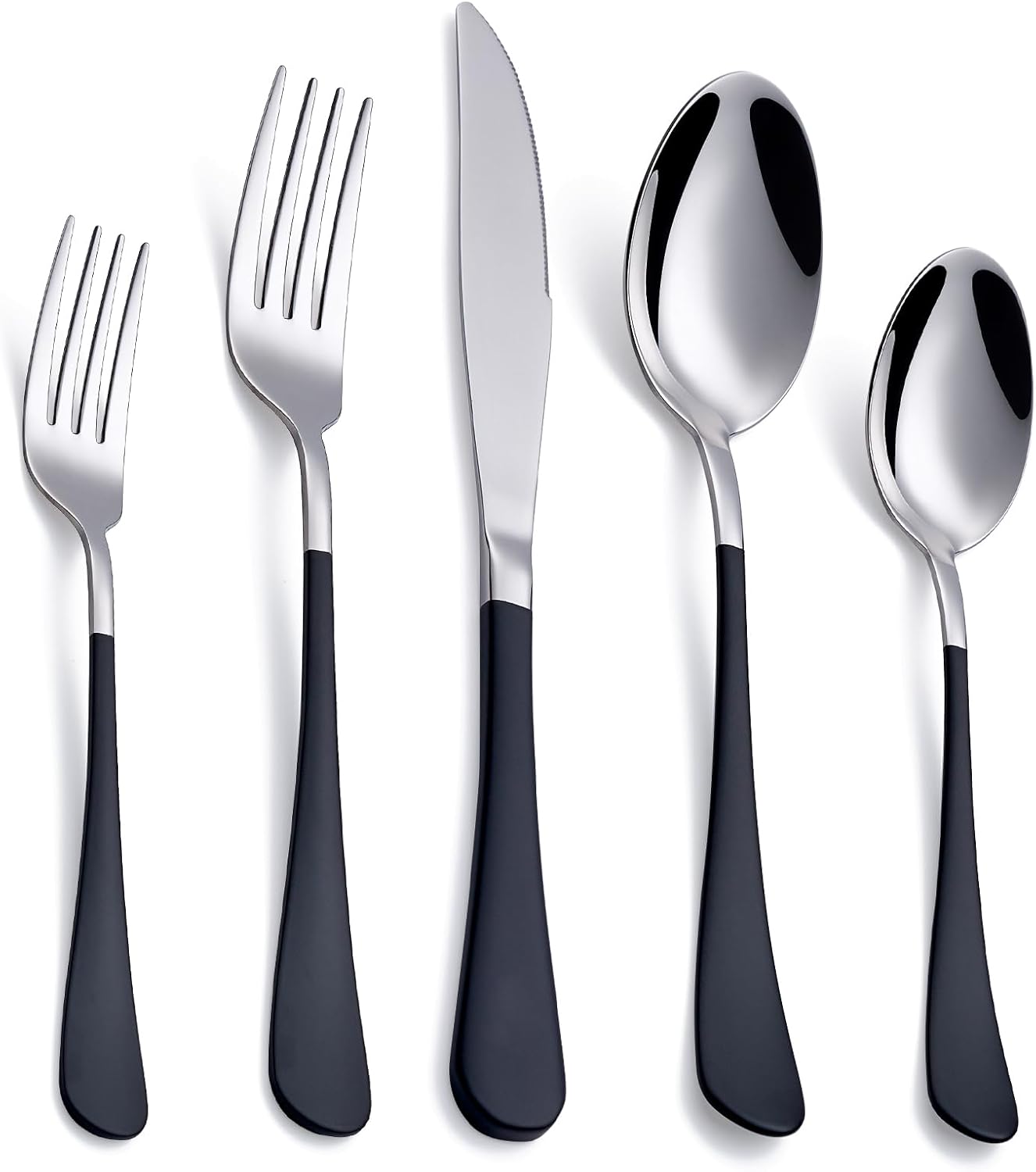 Onlycooker Black Silverware Set 20 Piece Stainless Steel Flatware Black