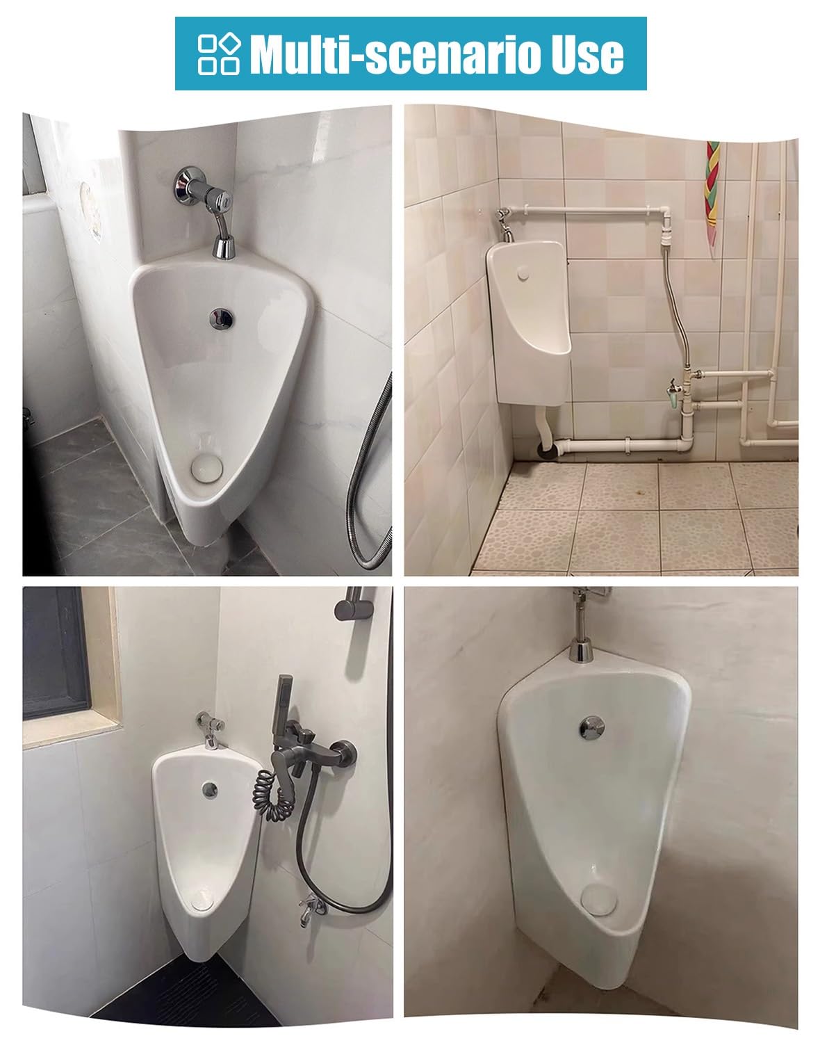 Pisuar naścienny w ceramicznym nowoczesnym wzornictwie zawiera męskie akcesoria łazienkowe, idealne do toalet publicznych i przestrzeni komercyjnych