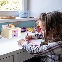 Vista 3 de Stationary Organiser 7-Grid Desk Organizer with Drawer – Multifunctional Plastic Table Organizer & Pen Holder for School, Office, and Home (Pink)