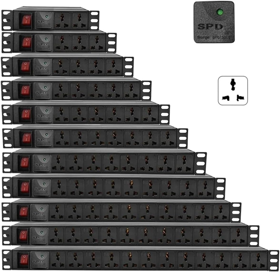 PDU Power Strip Surge Protection Compatible with Multiple Devices Ac Socket EU UK Us Au Plug Power Socket Break Switch 2M Extension Cord