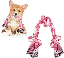 Brinquedo de corda para cães, corda de mastigar nós para cães pequenos e médios, brinquedo de puxar de algodão natural para cabo de guerra e limpeza de dentes