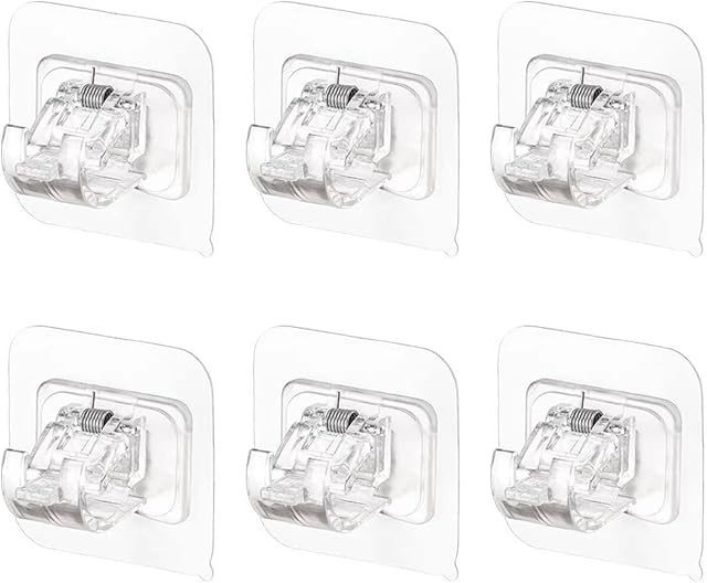 ZHIQIN 6Pcs Self Adhesive Curtain Rod Bracket Curtain Pole Brackets No Drilling Drapery Hook Holders Towel Rod Fixing Rod Holder For Home Kitchen Bathroom Hotel