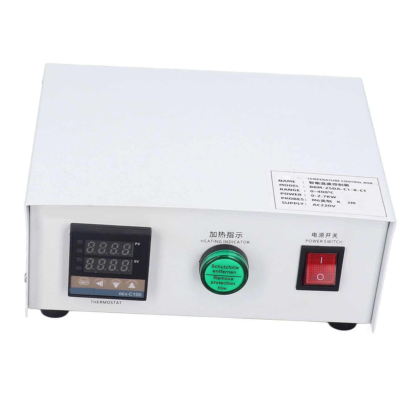 FTVOGUE Caja de Control de Temperatura PID Kit de Controlador de Temperatura Digital de Acero Inoxidable AC220V 32 a 752 Fahrenheit Tipo K Termopar Autoajuste para Hornos Máquinas de Estampado (tío