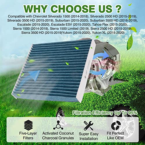 Image of CF11809 2-Pack Carbon Cabin Filter for Chevrolet Suburban Silverado 1500 Silverado 2500HD /3500HD Sierra 1500 HD 15-18 Activated Carbon Cabin Filter Replacement Accessories