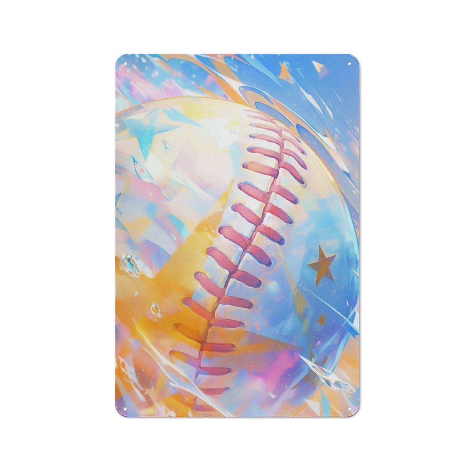 Junmoney Baseball Starburst Rustic Metal Plaque 30X20cm For Studio Or Craft Room, Housewarming Present For People Styling Studio And Craft Room