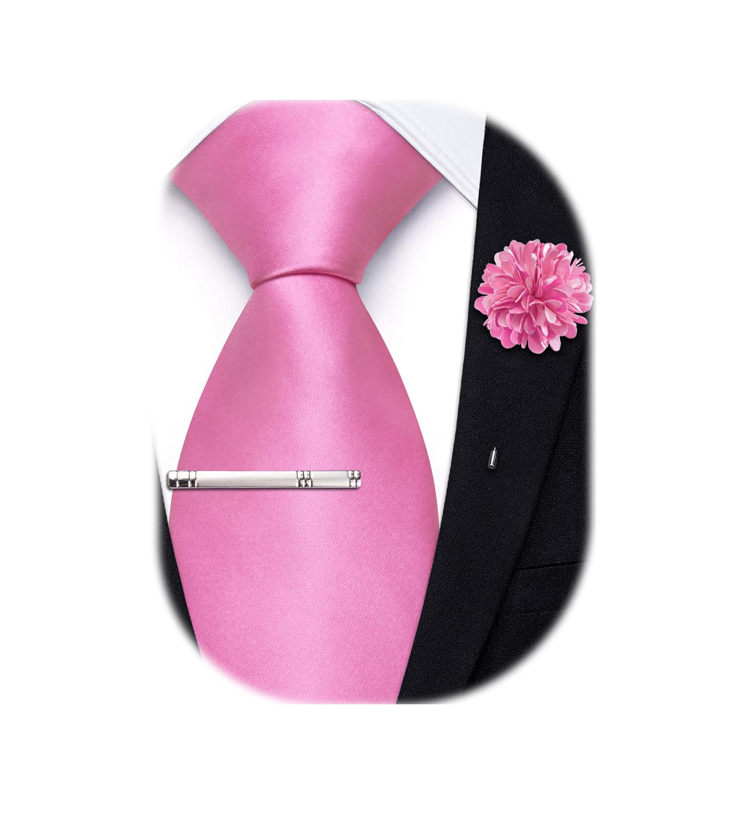 Hi-Tie Pretied Boys Ties Solid Color Kids Adjustable Necktie Lapel Pin Clip Set Age 8-12 Wedding School Graduation