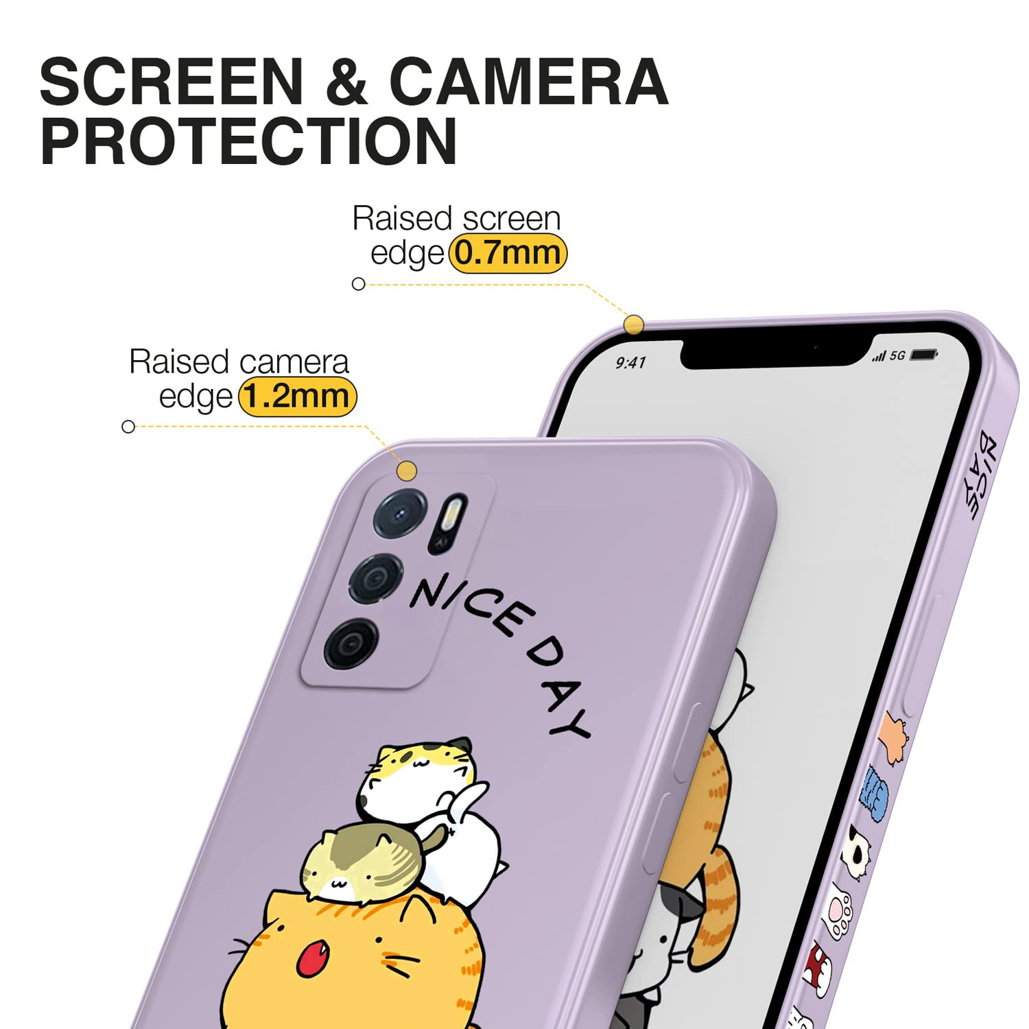 Custodia XINYEXIN Per Realme C35 In Silicone Morbido - Cover Antiurto Con Motivo Carino E Bordo Dritto - Lavender