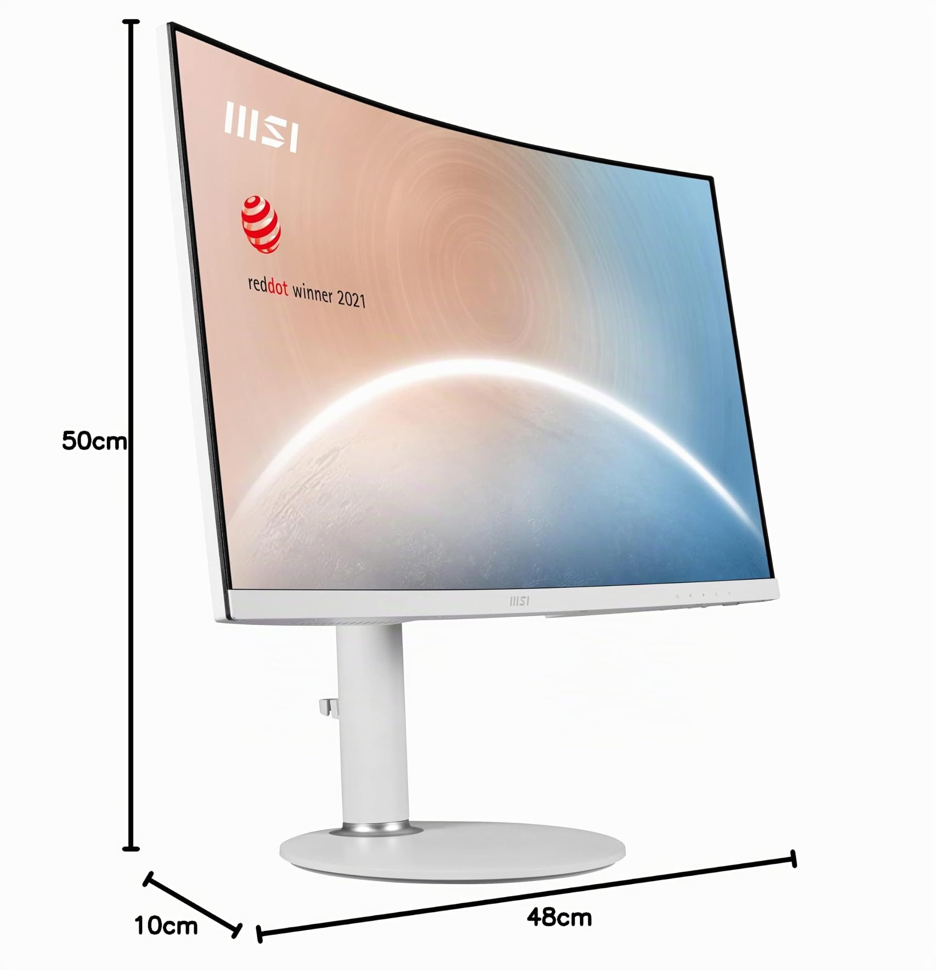 msi Modern MD271CPW Monitor da ufficio curvo FHD da 27 pollici - Pannello VA 1500R 1920 x 1080, 75 Hz, Schermo Eye-Friendly, Speaker integrati, Supporto regolabile - HDMI 1.4b, USB Type-C