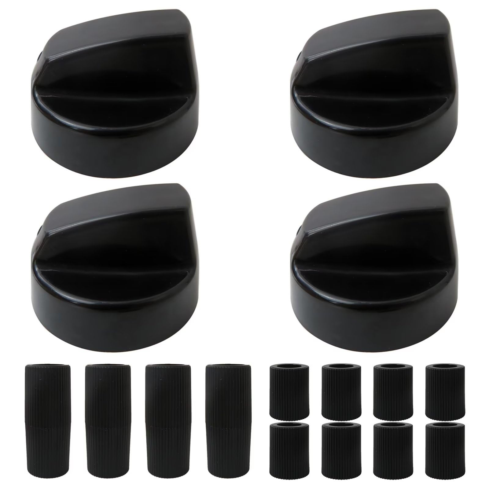 Smaeti 4 Pack Control Knobs,Approx. 1.65 Inch/ 42 Mm In Diameter And 1.02 Inch/ 26 Mm In Height with 12 Adapters for Oven/Stove/Range-Black