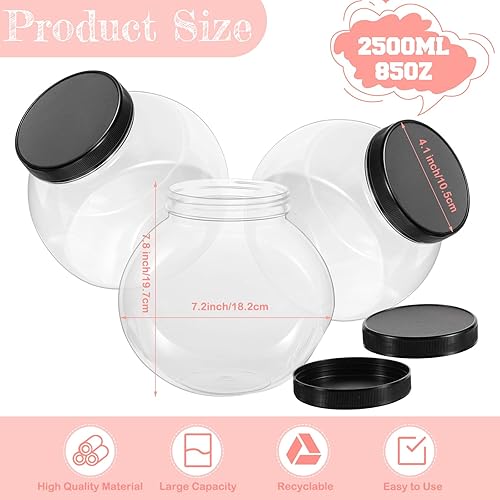 Miniatura 2 de Sunnyray Juego de 6 tarros de galletas transparentes de 85 onzas con tapas, recipientes para dulces transparentes para dulces, bufé, fiesta, mesa,