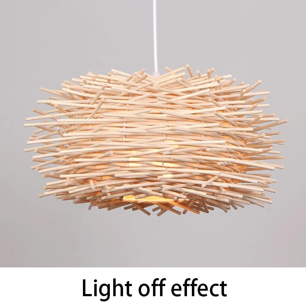 Lampadario a Forma di Nido d'uccello con Cestino in Rattan, Confezione da 1, Illuminazione a Sospensione Intrecciata in Stile Rustico, apparecchio di Illuminazione in Vimini