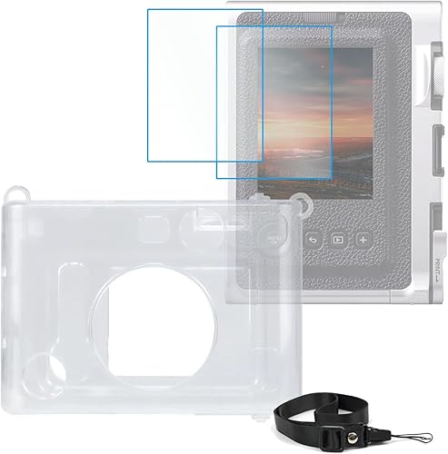 Mini Evo - Funda transparente para cámara instantánea Fujifilm Instax Mini Evo, protector de impresora fotográfica transparente con correa para el