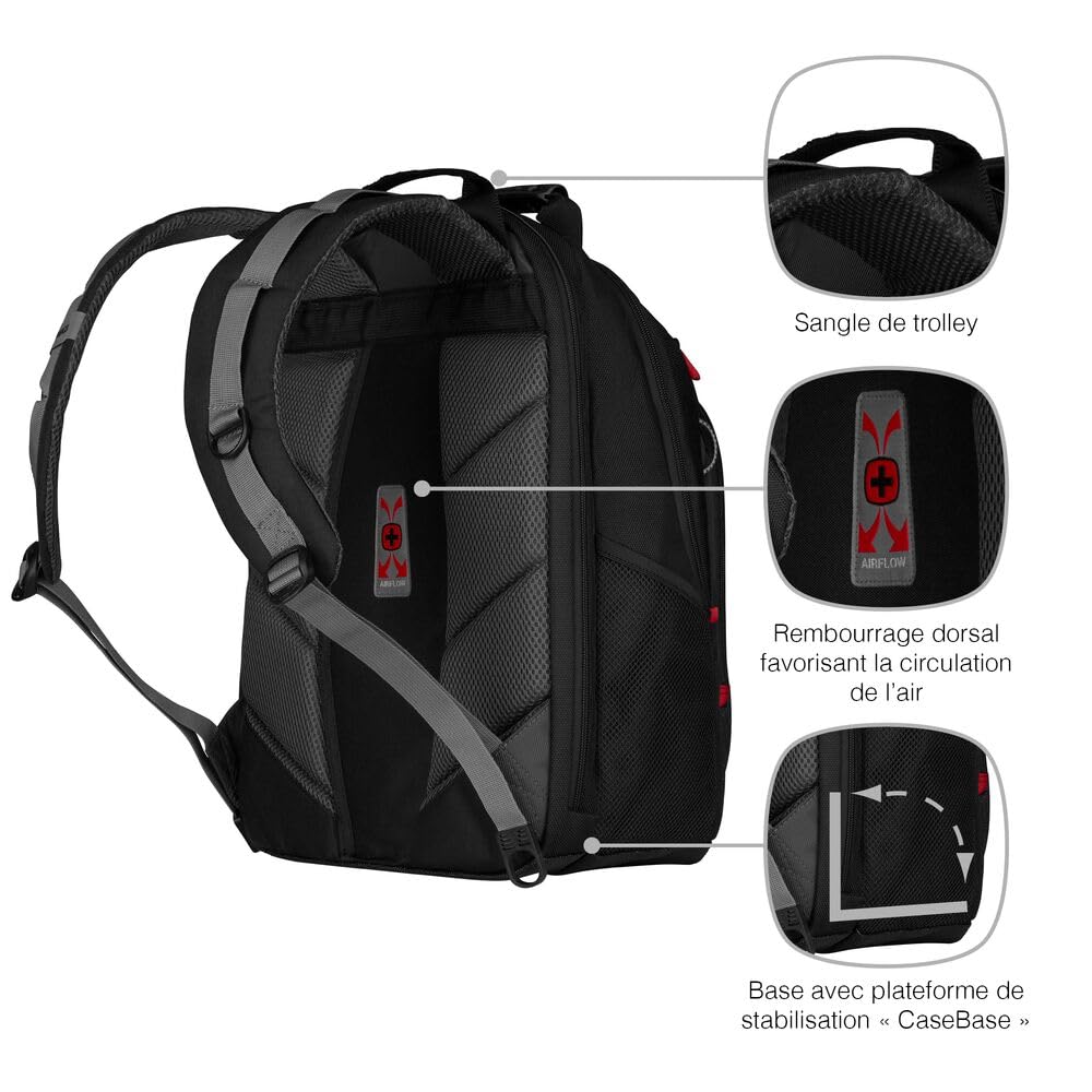 WENGER Legacy Sac à Dos pour Ordinateur Portable 16 Pouces, 21 l, Femmes Hommes, Affaires Uni École Voyages, Noir/Gris, 600631