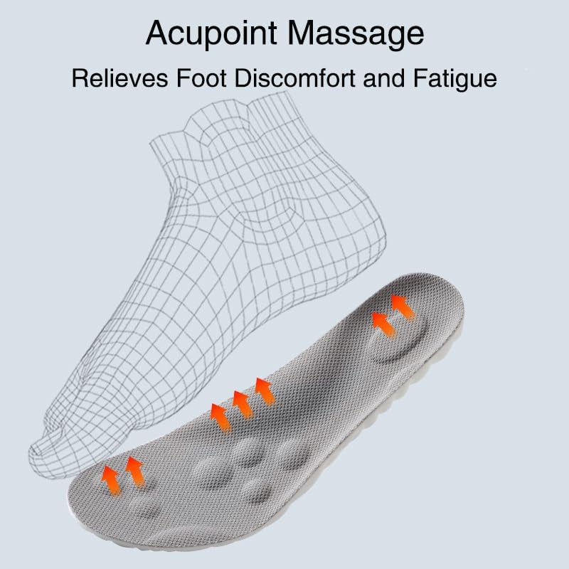 Condition photo showing New/Like New for steppers massage insoles for men and women, cloud comfort shoe insoles with arch support - breathable cushioned inserts for pain relief & fatigue reduction, trim to fit (orange, mem:7-8/womem:8.5-9.5) orange mem:7-8/womem:8.5-9.5