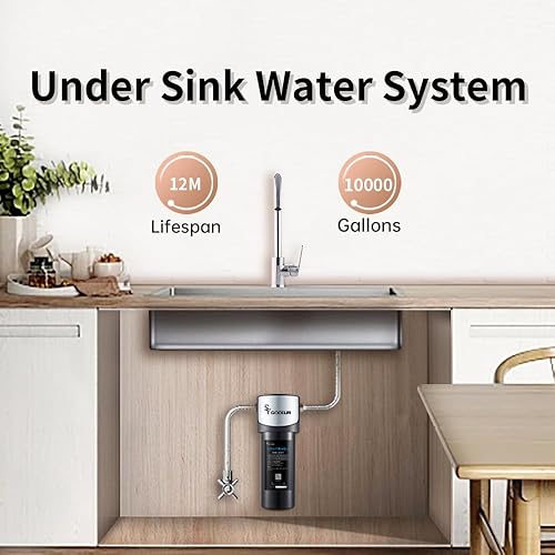 Miniatura 4 de SY GOODLIFE - Filtro de agua UF de 0.01 m para debajo del fregadero, se conecta directamente al grifo de cocina para reducción de baçtria, reduce