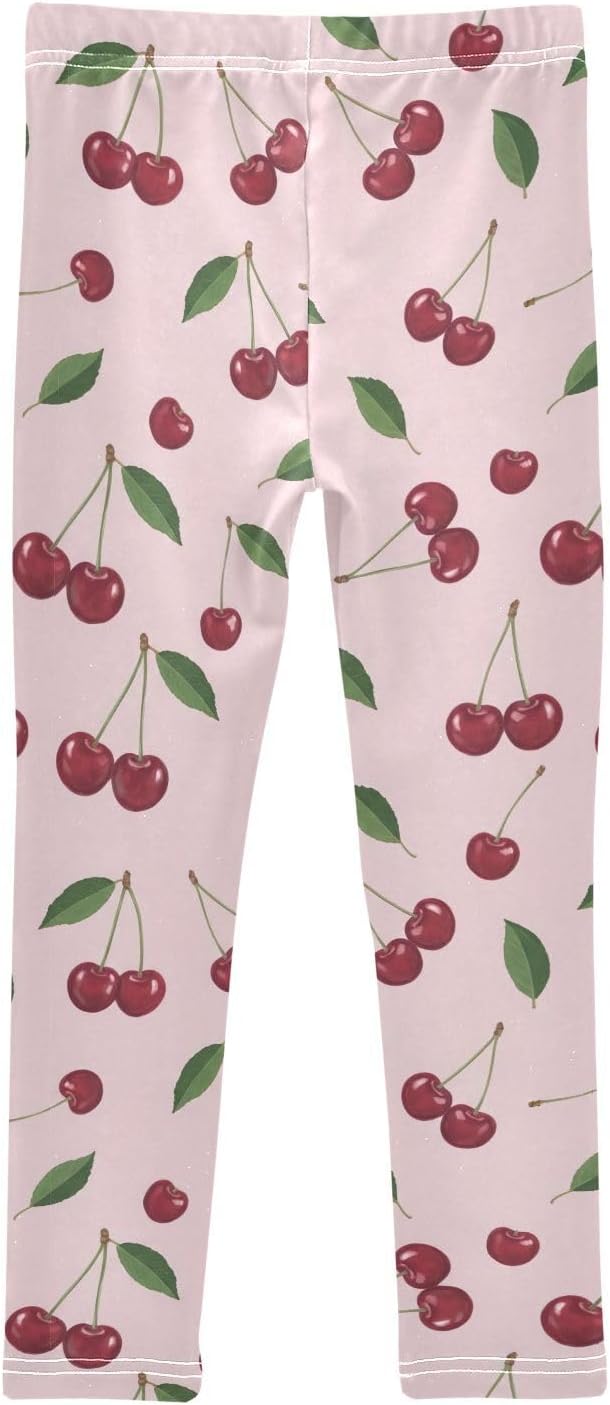 GAIREG Girls Activewear Leggings Red Cherries Green Leaves