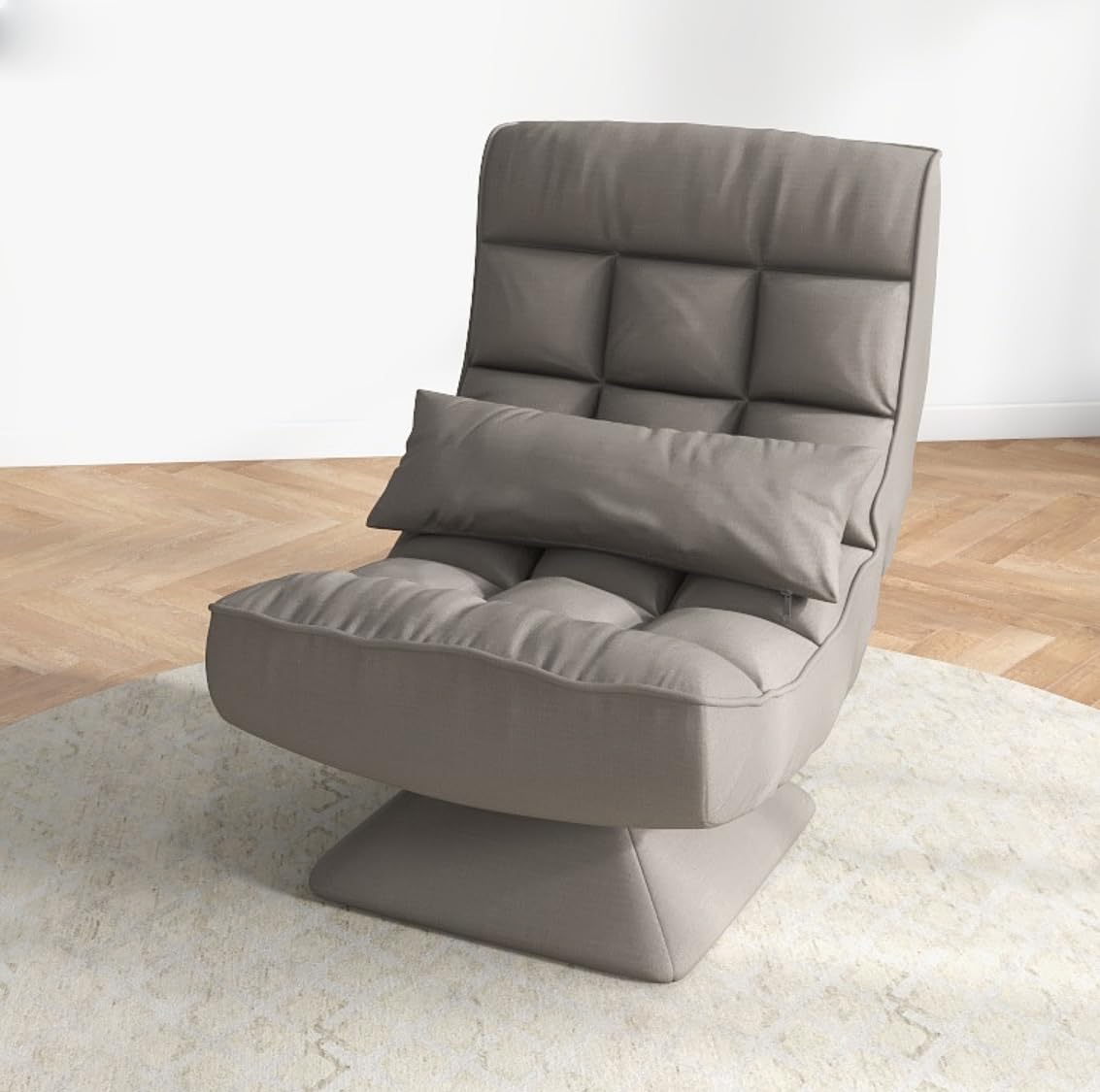 RELAX4LIFE Chaise de Sol Pliable Réglable en 5 Positions, Fauteuil au Sol à 360° et Cadre en Fer Robuste,Chaise de Meditation pour Lire, Reposer (Gris | Style 2)