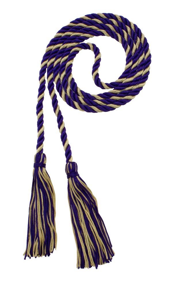 Tassel Depot Graduation Honor Cord - Purple/Old Gold - Every School Color Available - Made In Usa