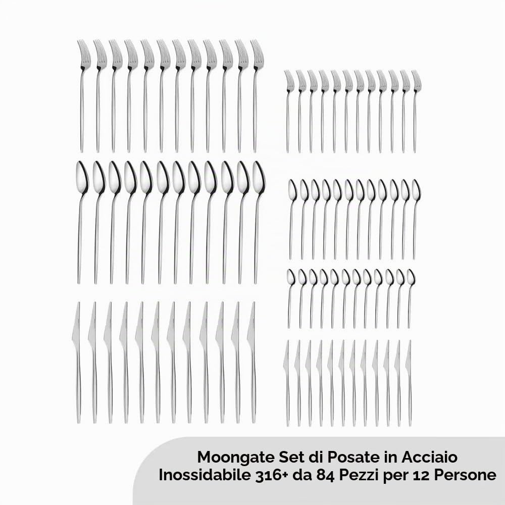 Karaca Moongate 316 Premium - Set di posate con scatola da 84 pezzi