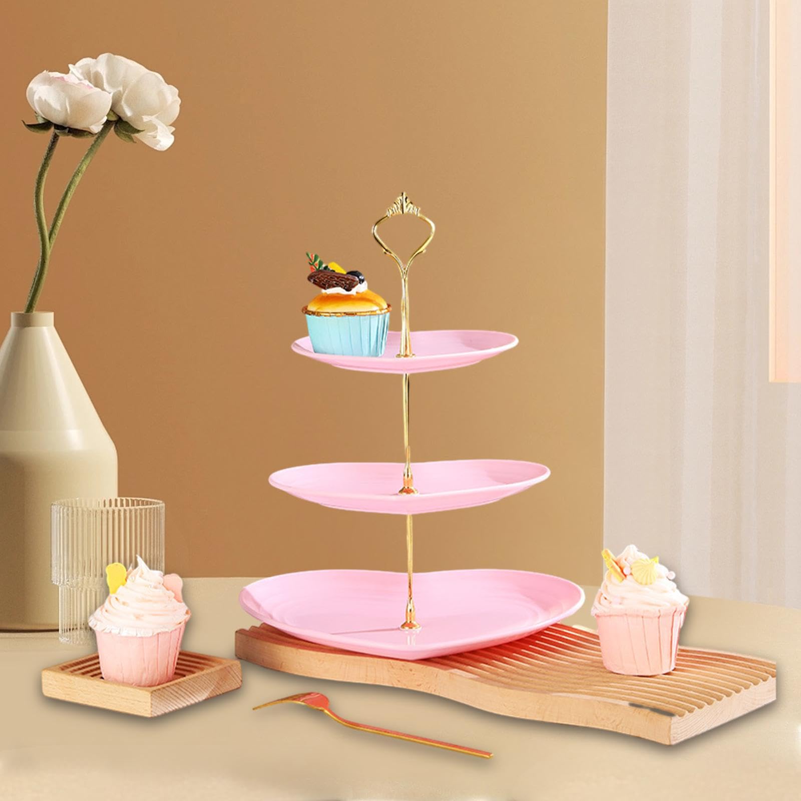 Amazon｜Generic 3段カップケーキスタンド、デザートスタンド、ハート