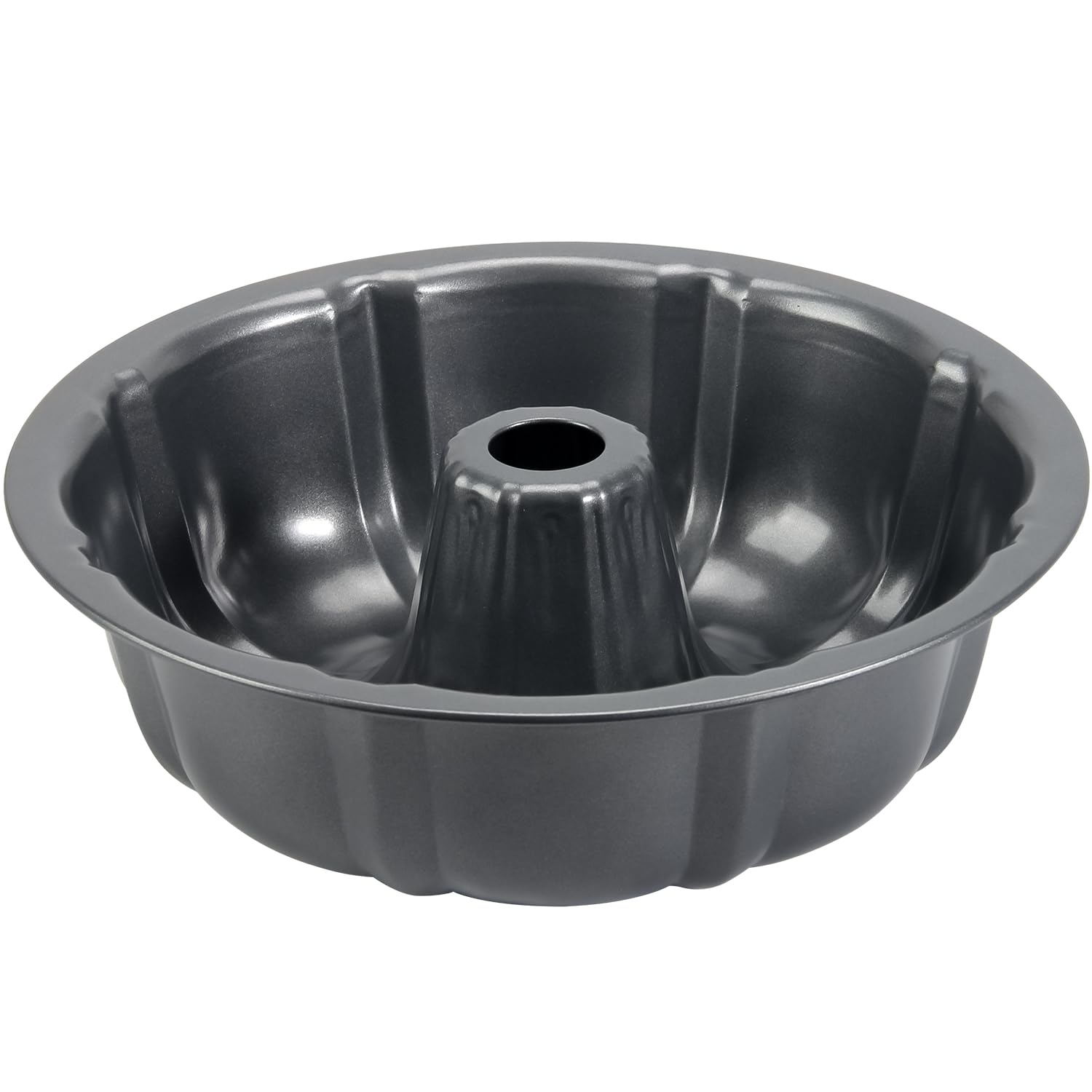 OAMCEG10 Inches Bunte Cake Pan Nonstick -10 Cups Fluted Tube Cake Pans for baking, Heavy Duty Carbon Steel Baking Mold for Buntelet, Bavarois, Brownie, Flan(Grey)