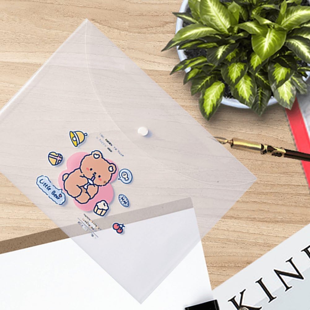 12 Uds A4 Carteras De Plástico para Documentos Sobres Lindos Dibujos Animados Popper Carteras Carpetas Transparentes Archivos De Documentos Carteras