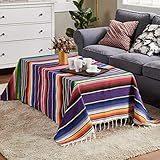 Manta de sarape, manta de sarape mexicana, manta de estilo bohemio, manta mexicana de rayas multicolores, manta de yoga estera de yoga, manta boho