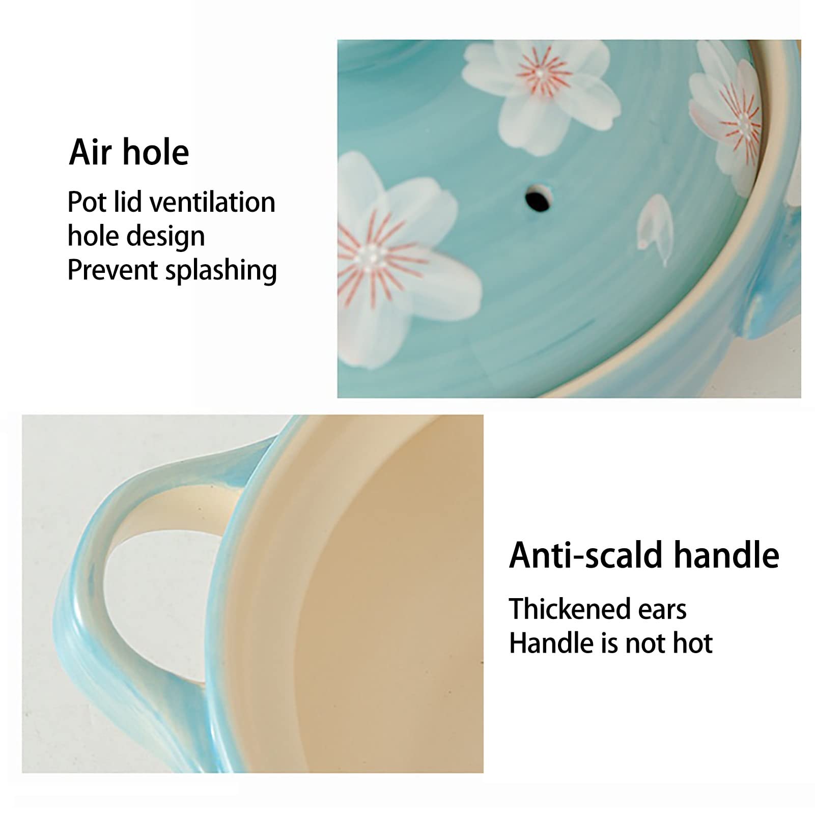 Szef Kuchni Gliniany Garnek Do Gotowania Ręcznie Malowany Ceramiczny Dutch Oven Z Pokrywką Uchwyty Garnek Gliniany Do Pieczenia Otwarta Płomień(Green)